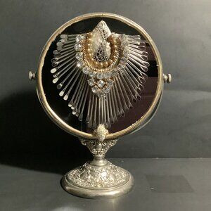 JEWELED Vintage Godinger Silverplate Mirror Artist Design Vtg & Mod Jewelry OOAK